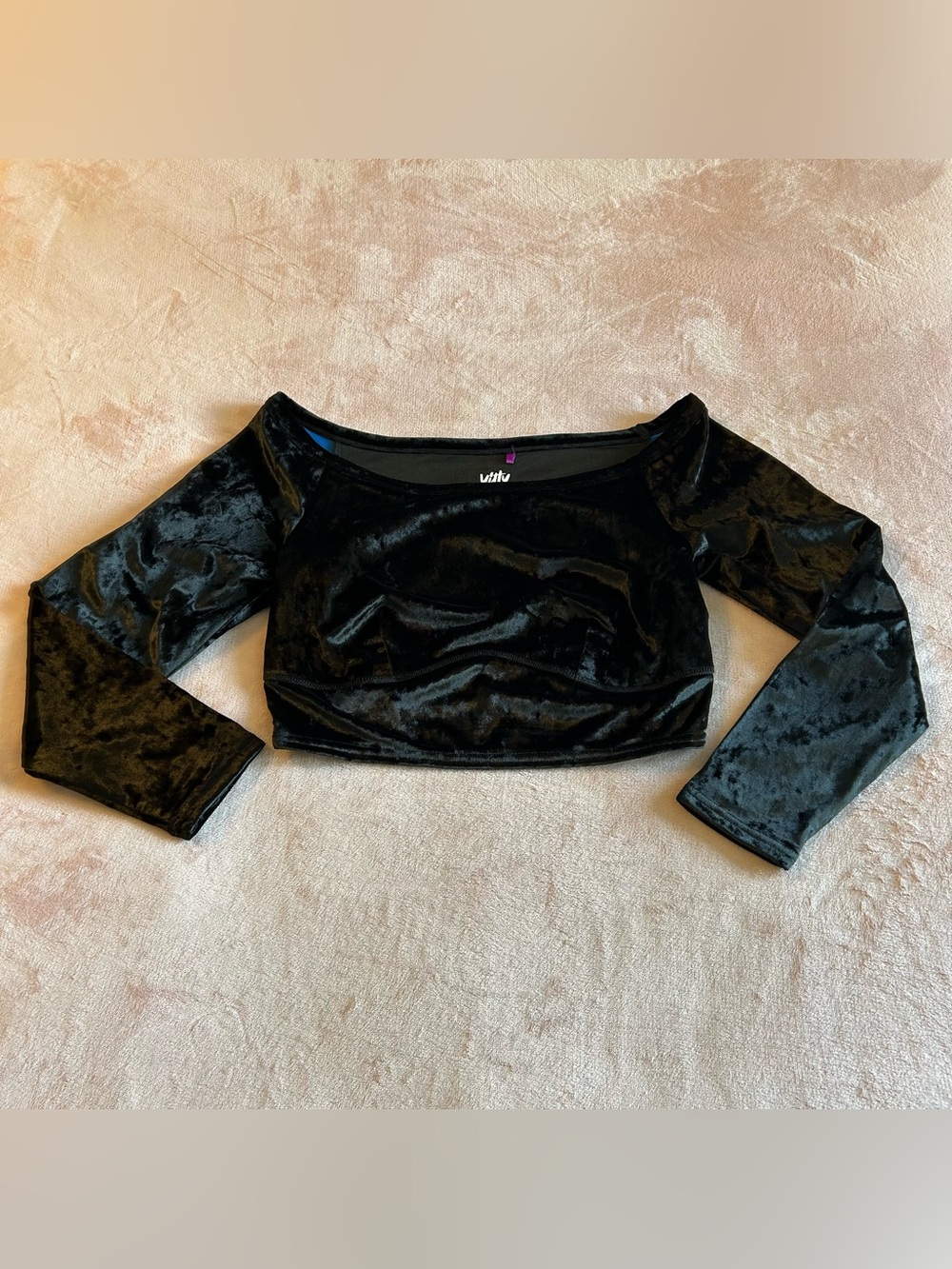Yitty Plusshy Velvet Iconic Black Shaping Crop Top long sleeve size 1X dance